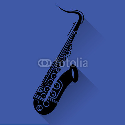400x400 Saxophone Instrument Icon, Flat Style Saxophone Black On Yellow