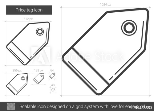 500x360 Price Tag Vector Line Icon Isolated On White Background Price Tag