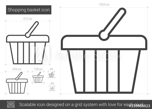 500x360 Shopping Basket Vector Line Icon Isolated On White Background