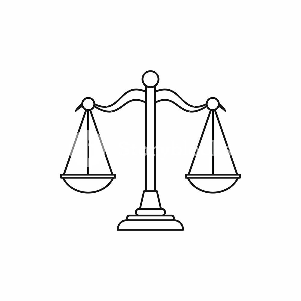 1000x1000 Scales Of Justice Icon In Outline Style On A White Background