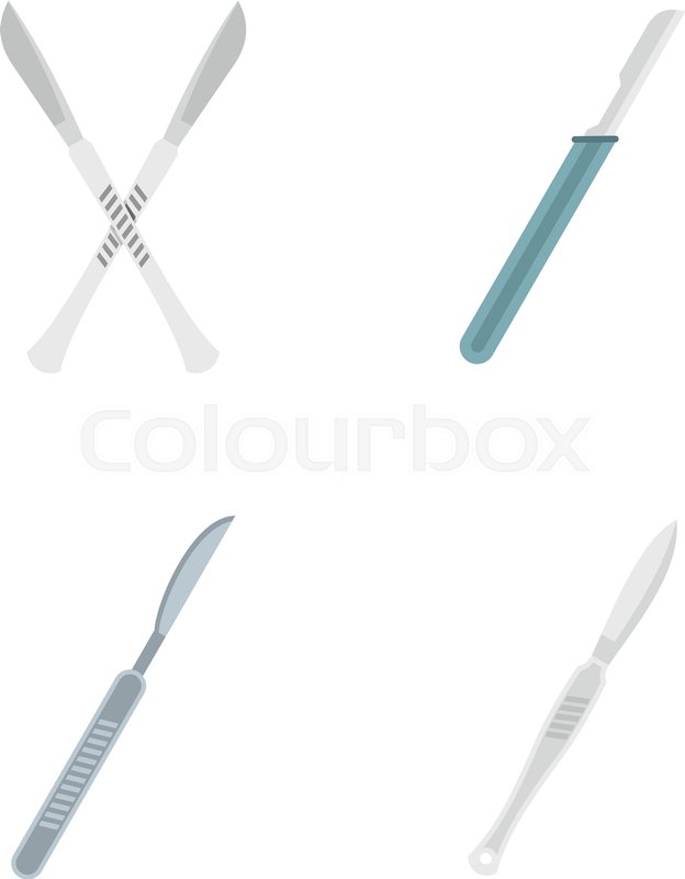 624x800 Scalpel Icon Set Flat Set Of Scalpel Stock Vector Colourbox