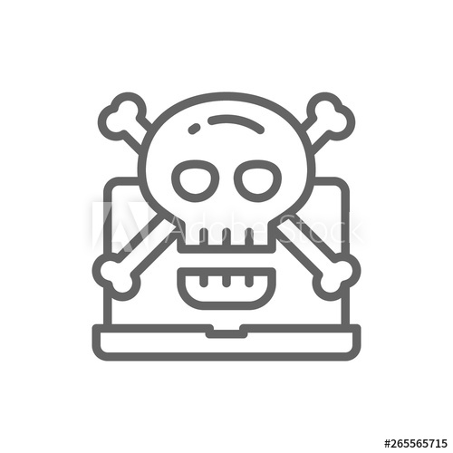 500x500 Computer With Skull And Crossbones Symbol, Virus, Phishing Scam