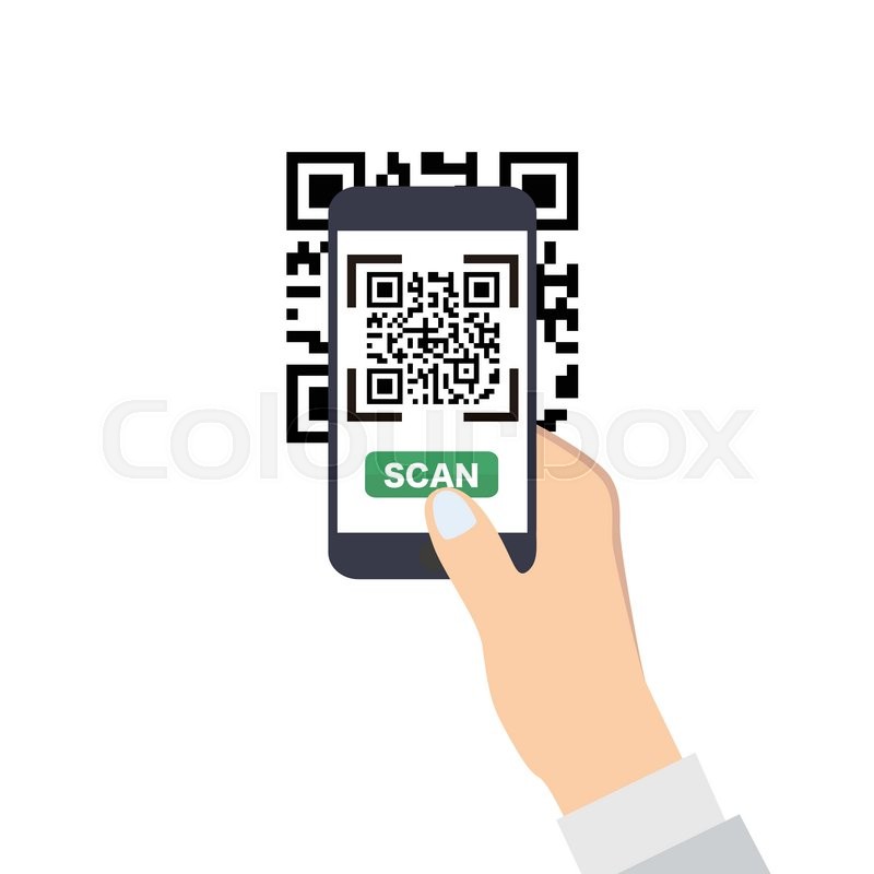 800x800 Hand Holding A Smartphone With Qr Code Stock Vector Colourbox