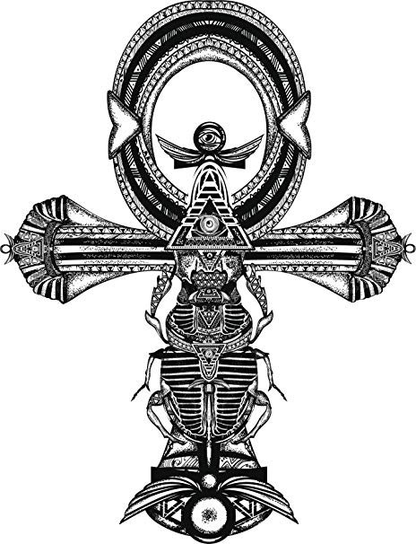 464x606 Ancient Egyptian Style Cross Scarab Cartoon Icon Vinyl