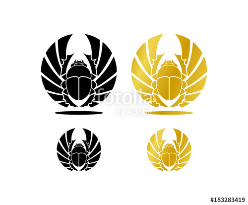 500x413 Black And Gold Animal Scarab Beetle Mesir With Wings Symbol Logo