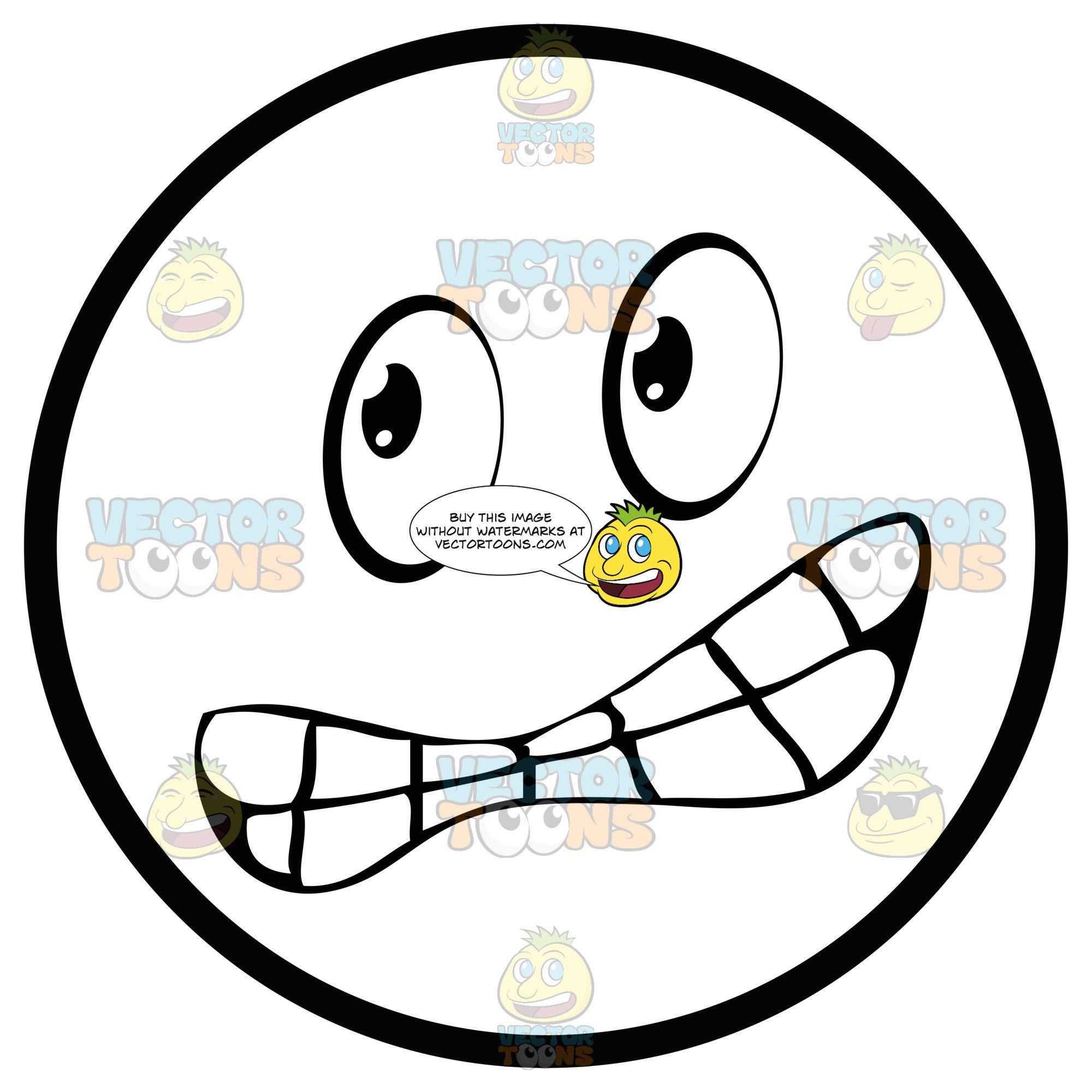 2000x2000 Scared Large Eyed Black And White Smiley Face Emoticon
