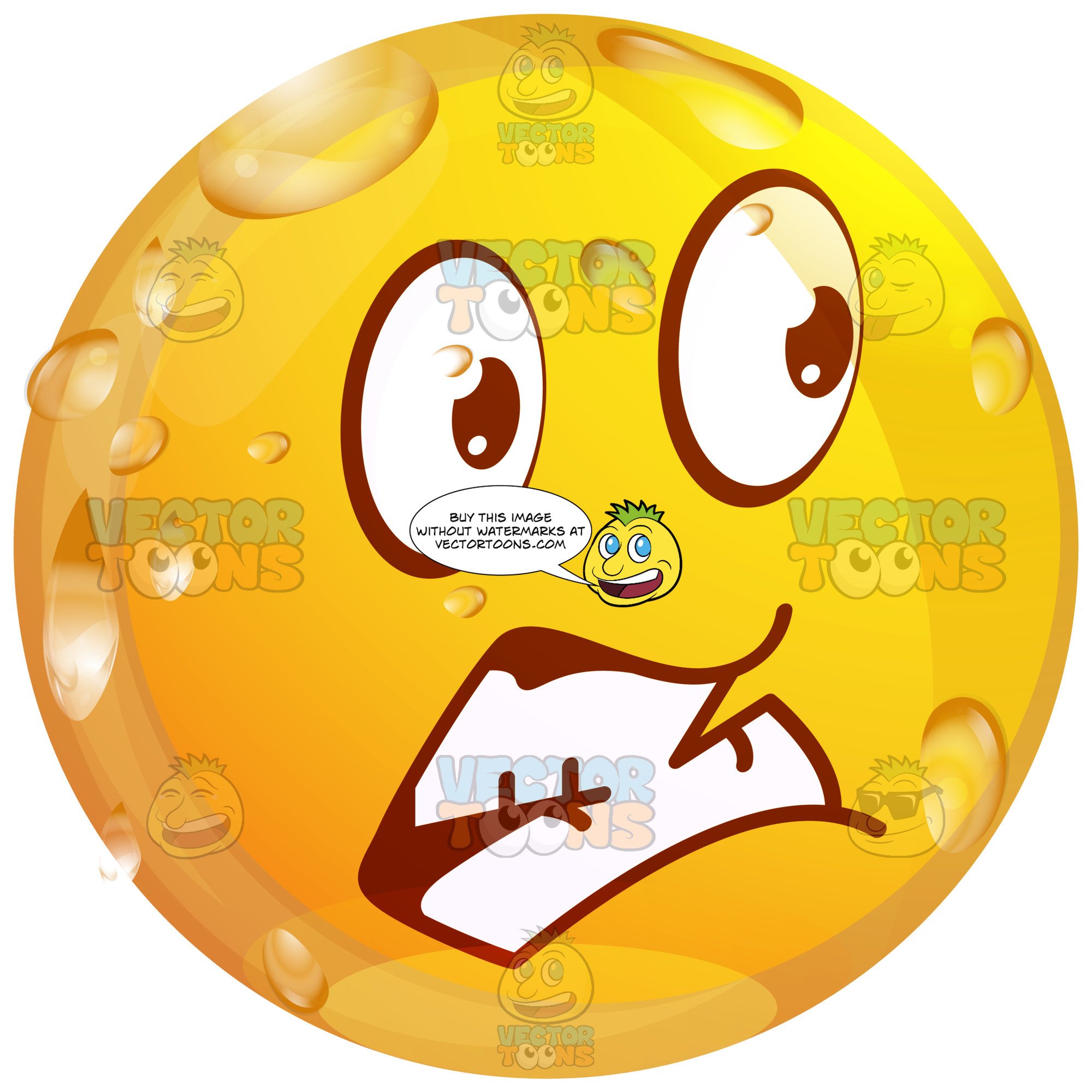2000x2000 Scared Wet Yellow Smiley Face Emoticon Grinding Teeth Clipart