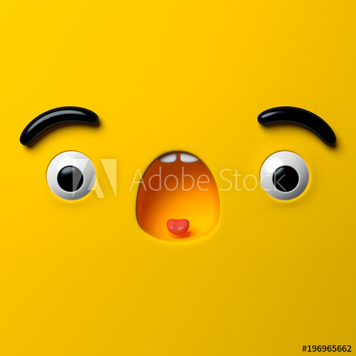 500x500 Render, Abstract Emotional Face Icon, Scared Character