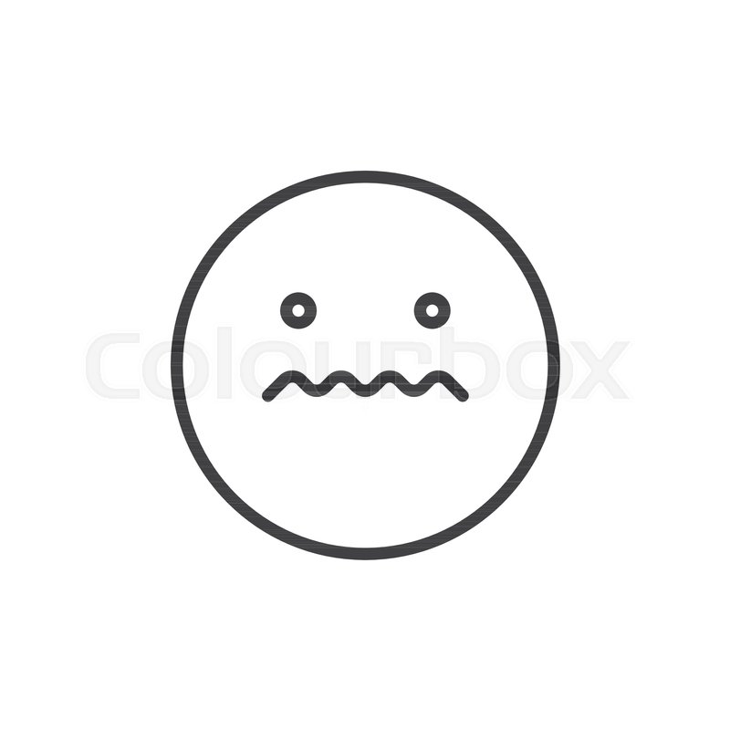 800x800 Scared Face Emoticon Line Icon, Stock Vector Colourbox