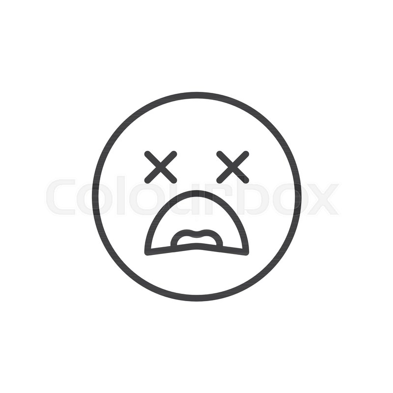 800x800 Scared Face Emoticon Line Icon, Stock Vector Colourbox