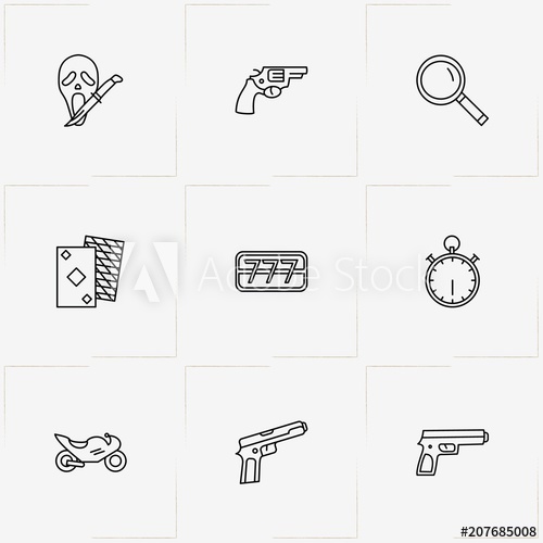 500x500 Games Genres Line Icon Set With Stopwatch, Scary Movie And Game