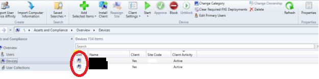 625x155 Sccm Current Branch Client Icon Showing With Question Mark