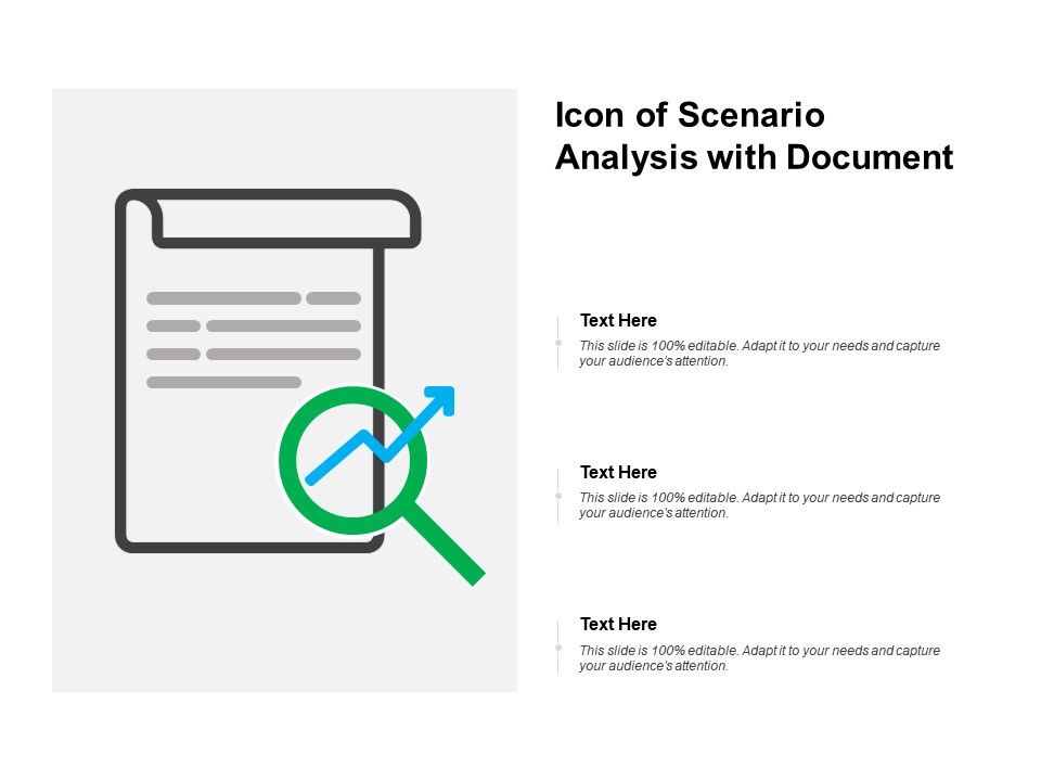 960x720 Icon Of Scenario Analysis With Document Presentation Graphics
