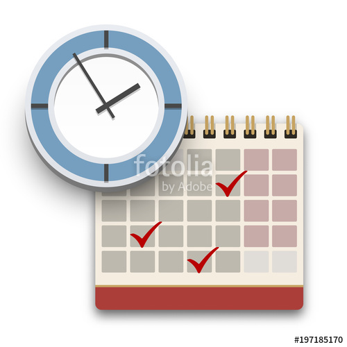 500x500 Clock And Calendar With Check Marks Icon Completed Task, Schedule