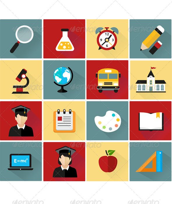 590x700 Set Of School Flat Icons Vector Fonts Logos Icons Icon Design