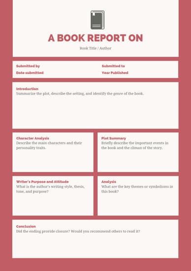 389x550 Red Cream Book Icon High School Book Report