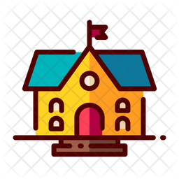 School Building Icon Of Colored Outline Style 256x256 School Building Icon Of Colored Outline Style