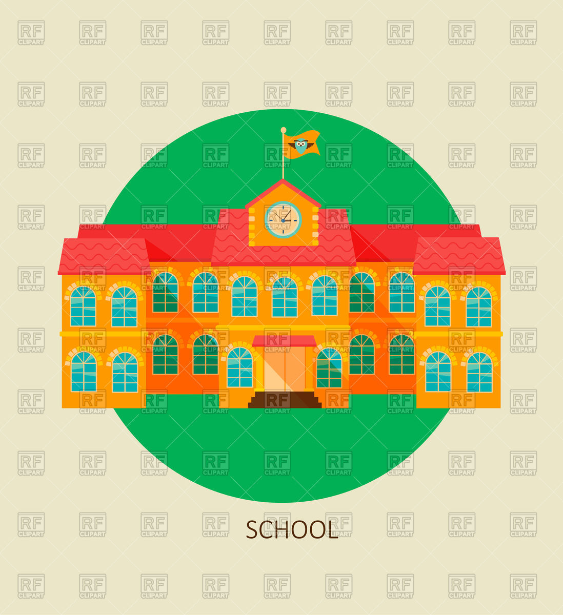 Classical School Building Icon In Flat Style Vector Image 1098x1200 Classical School Building Icon In Flat Style Vector Image