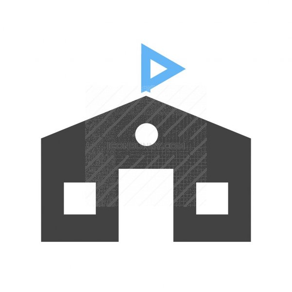 School Building Blue Black Icon 600x600 School Building Blue Black Icon