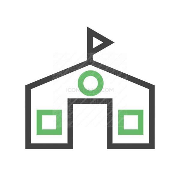 School Building Line Green Black Icon 600x600 School Building Line Green Black Icon
