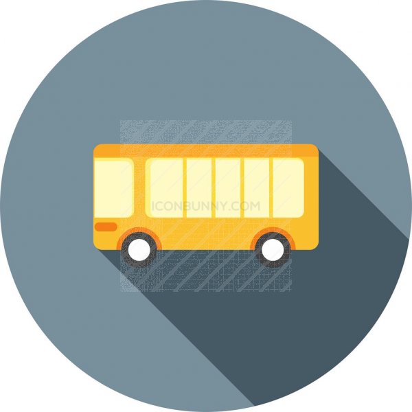 600x600 School Bus Flat Shadowed Icon