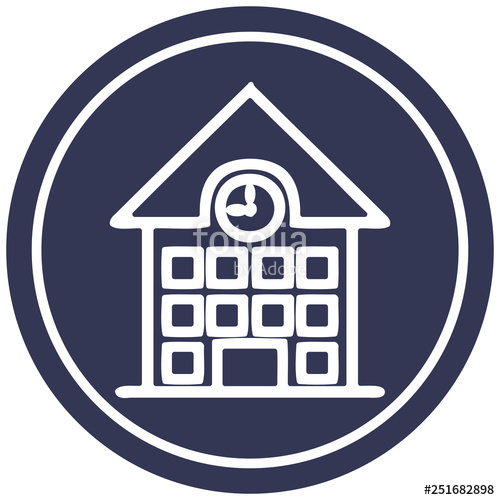 500x500 School House Circular Icon Stock Image And Royalty Free Vector