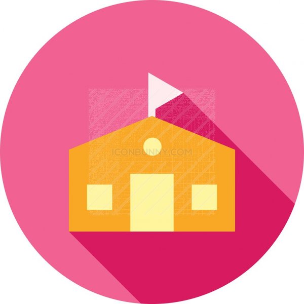 600x600 School Building Flat Shadowed Icon