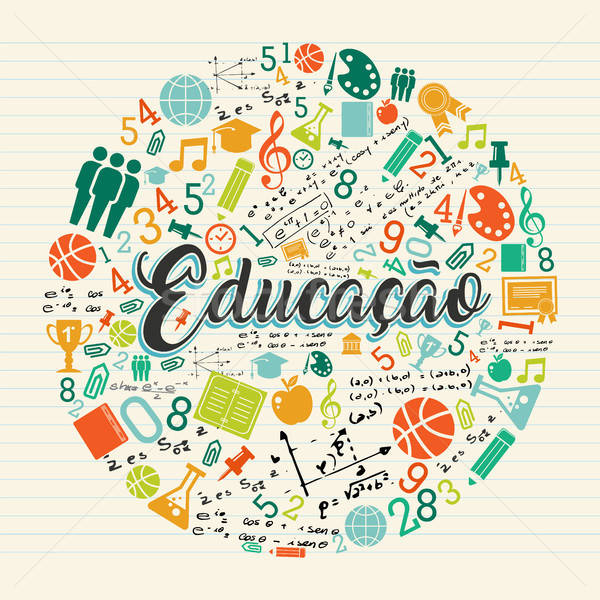 600x600 Education School Icon Quote In Portuguese Language Vector