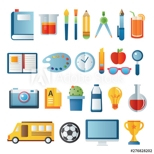 500x500 Back To School Icon Set In Paper Art Item