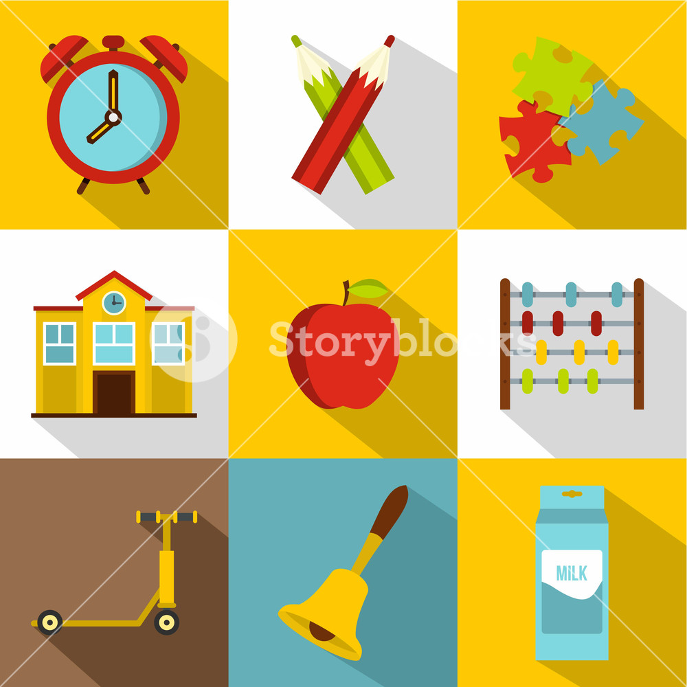 1000x1000 Back To School Icon Set Flat Style Set Of Back To School Vector