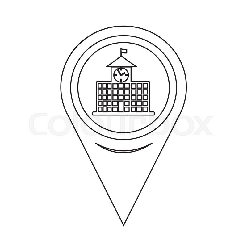 800x800 Map Pointer School Building Icon Stock Vector Colourbox