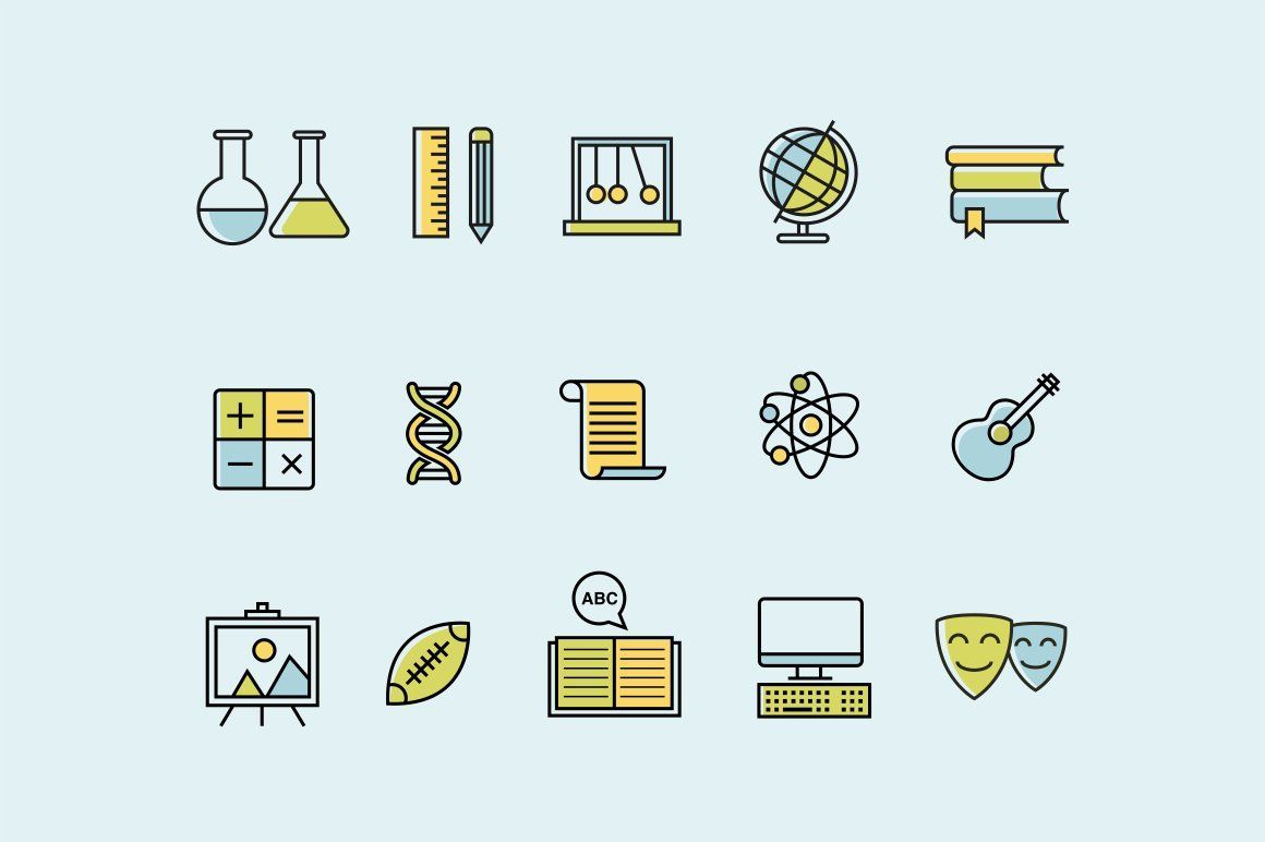 1160x772 School Subject Icon Pack A Collection Of Beautiful School Subject