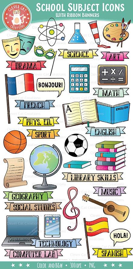 441x886 School Subjects Clip Art