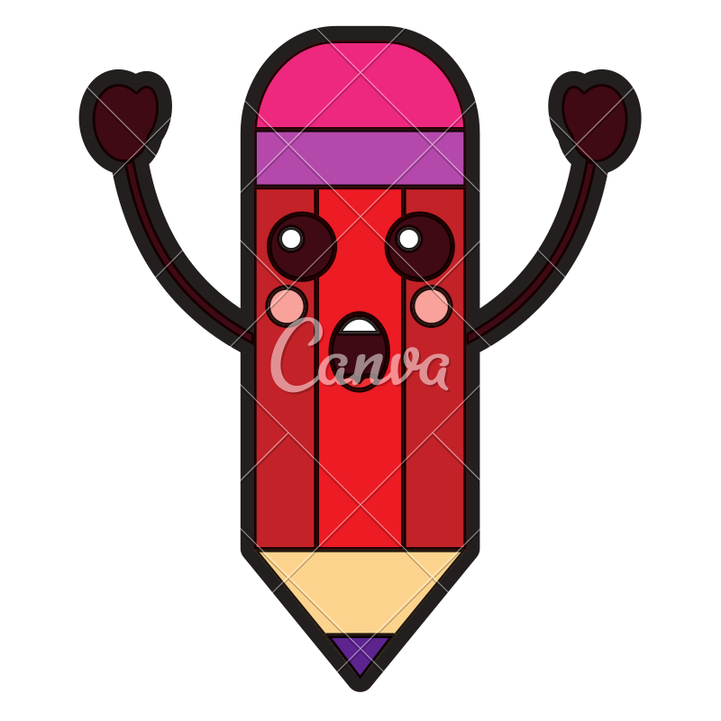 800x800 Pencil Surprised School Supplies Kawaii Icon