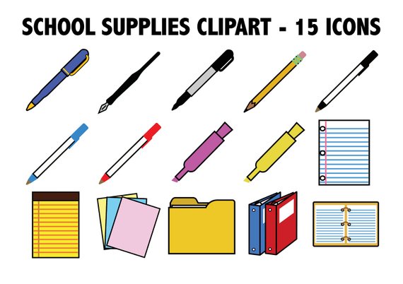 570x402 School Supplies Clipart