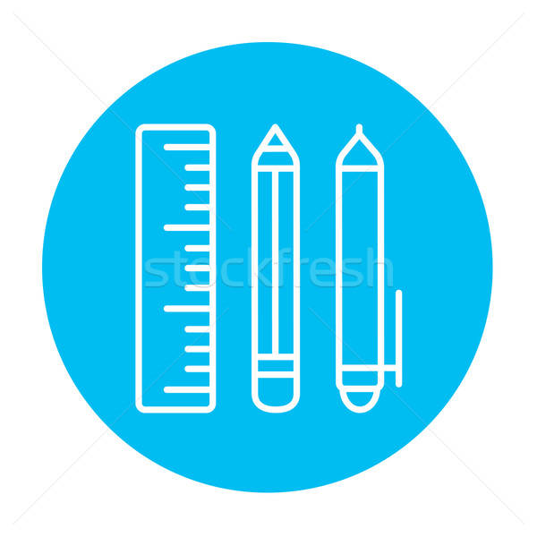 600x600 School Supplies Line Icon Vector Illustration Andrei Krauchuk
