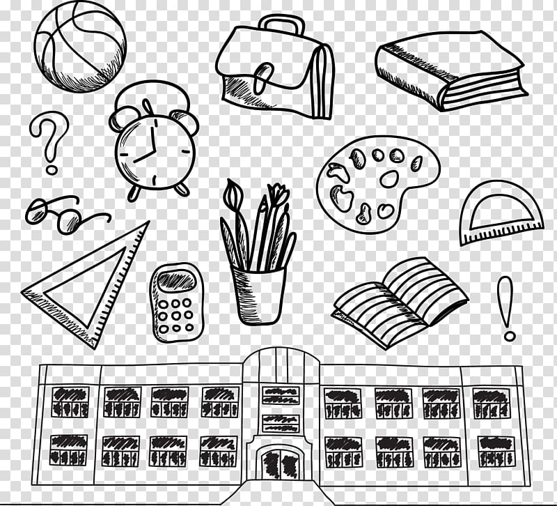 800x726 School Supply School Doodle Drawing Icon, Hand Drawn Stick
