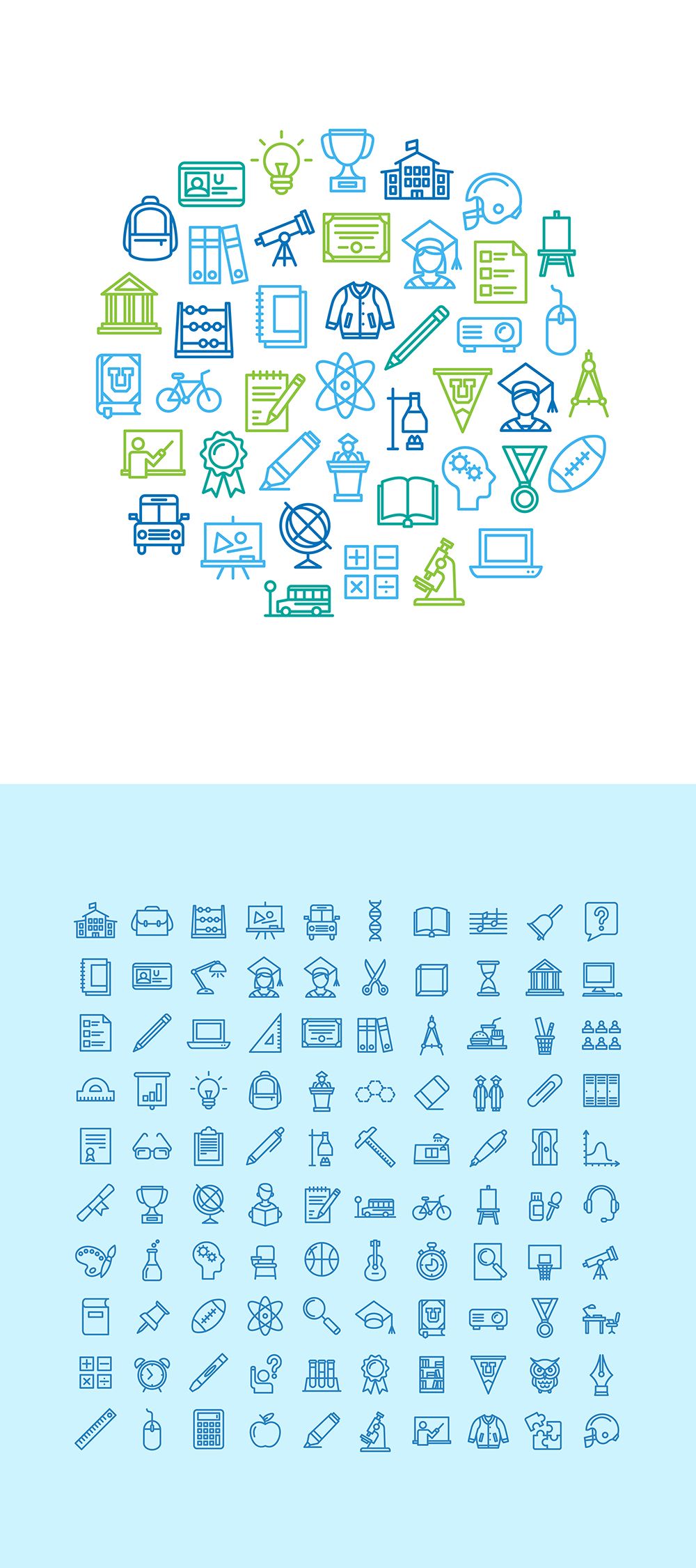 1000x2250 Education Icon Set