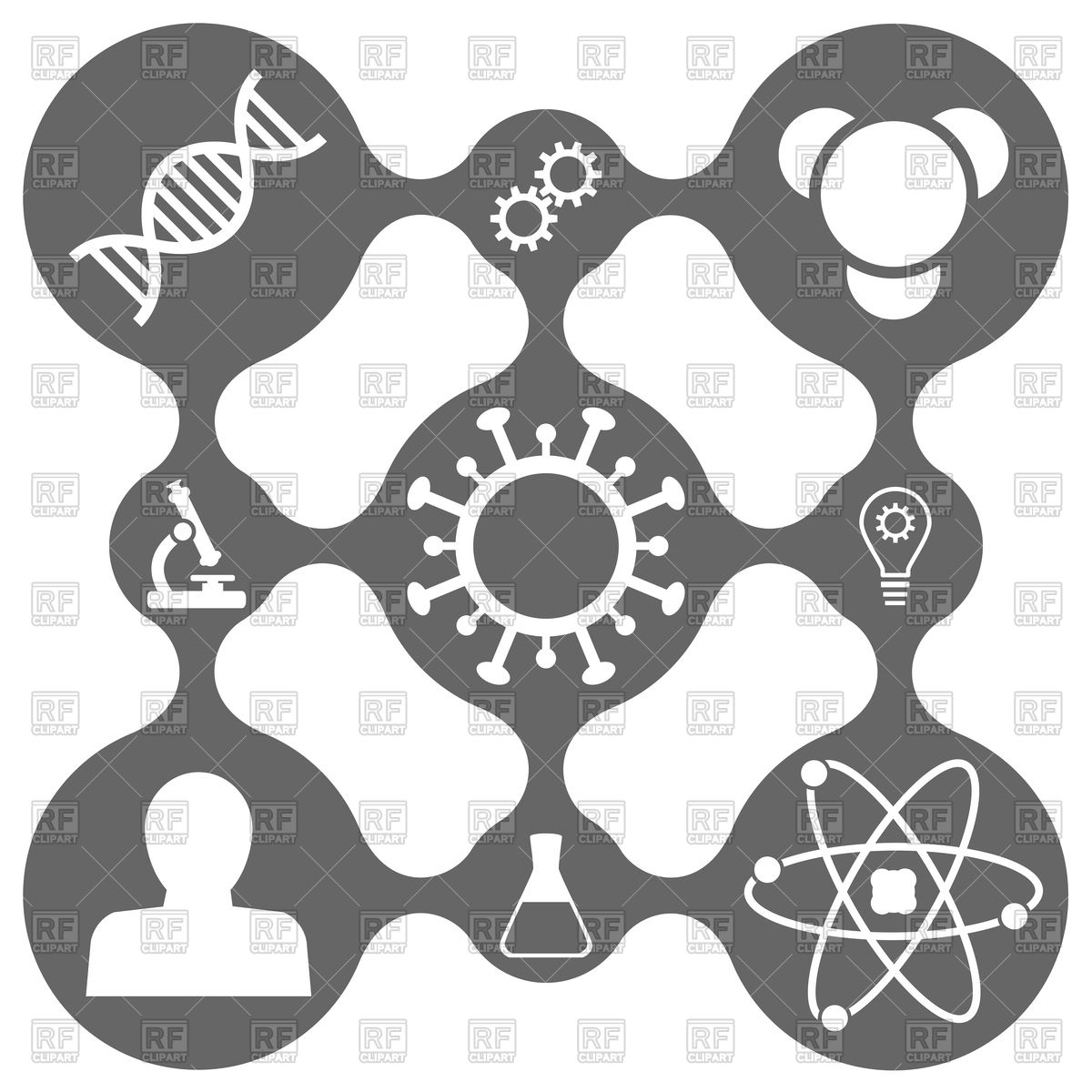 1200x1200 Science Icon Set Icons On Dark Grid With Smooth Connections Vector