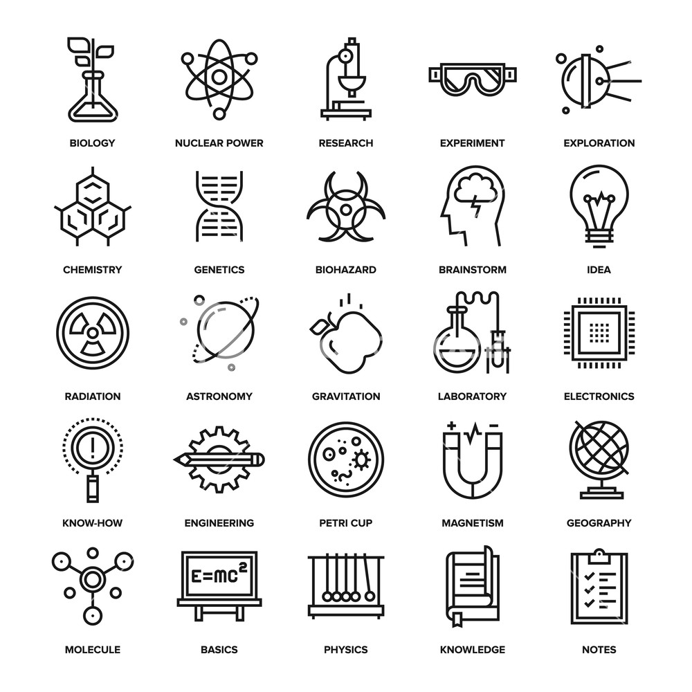 1000x1000 Abstract Vector Collection Of Line Research And Science Icons