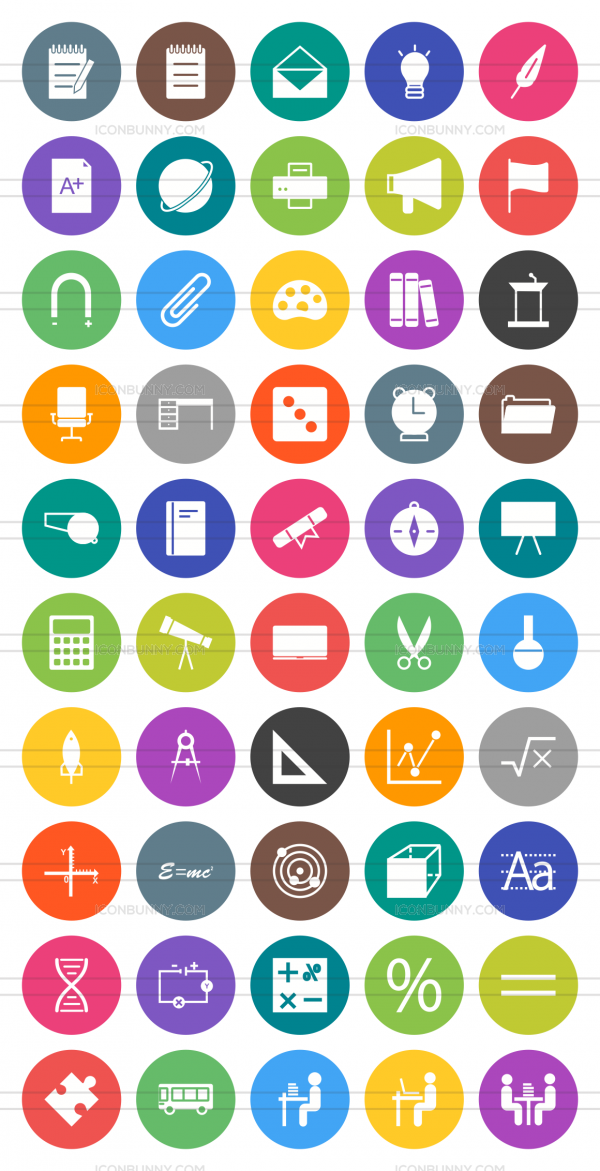 600x1171 Education Science Flat Round Icons