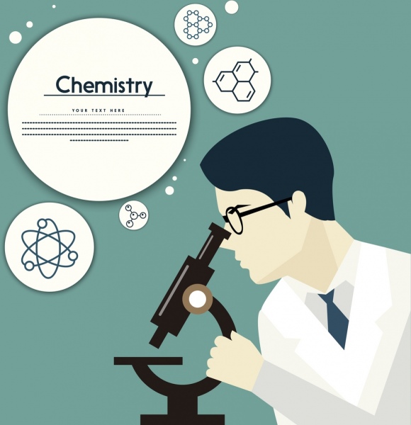 Chemistry Background Scientist Icon Atoms Molecules Decoration 580x600 Chemistry Background Scientist Icon Atoms Molecules Decoration