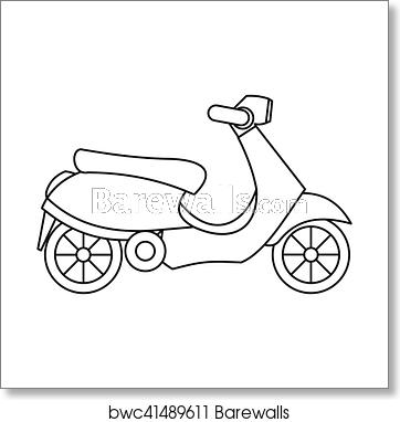 362x382 Scooter Icon, Outline Style, Art Print Barewalls Posters