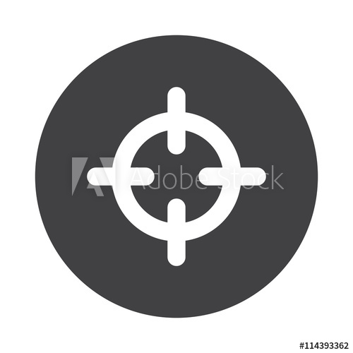 500x500 White Scope Icon On Black Button Isolated On White