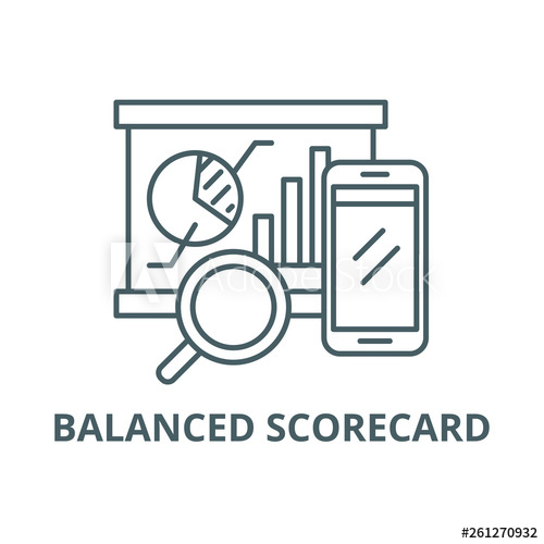 500x500 Balanced Scorecard Line Icon, Vector Balanced Scorecard Outline