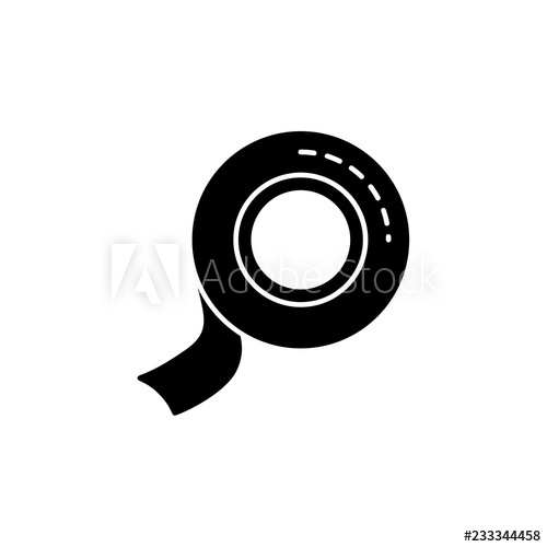 500x500 Black White Vector Illustration Of Scotch Tape Flat Icon