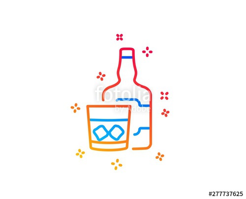 500x405 Whiskey Glass With Ice Cubes Line Icon Scotch Alcohol Sign