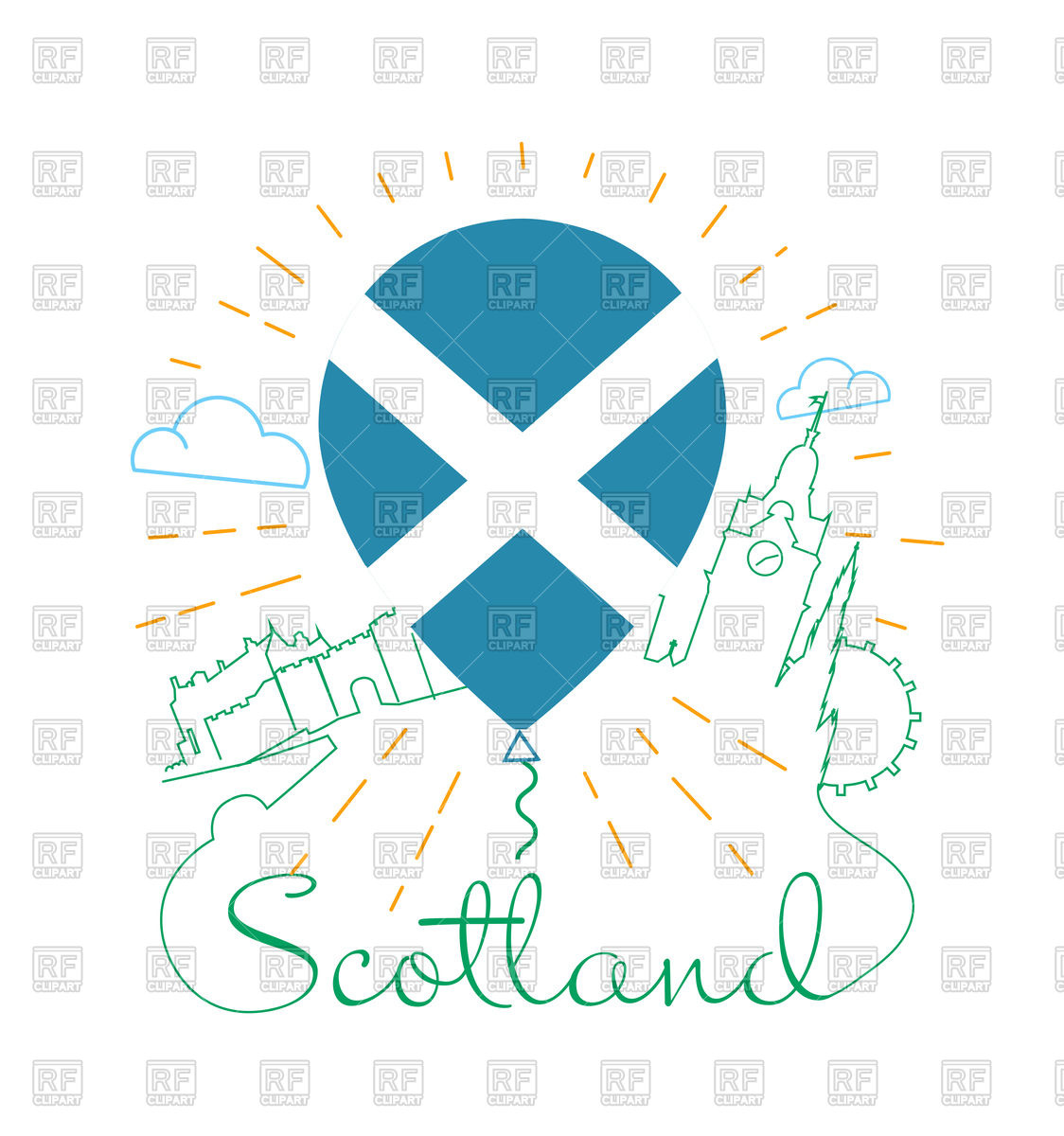 1124x1200 Travel To Scotland Icon Air Balloon With The Flag Vector Image