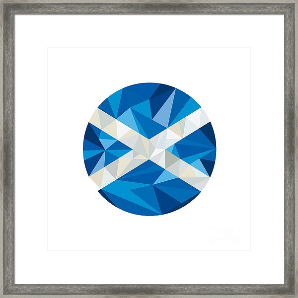 600x600 Scotland Flag Icon Circle Low Polygon Framed Print