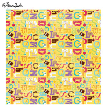 350x350 School Icon Alphabet Scrapbook Paper
